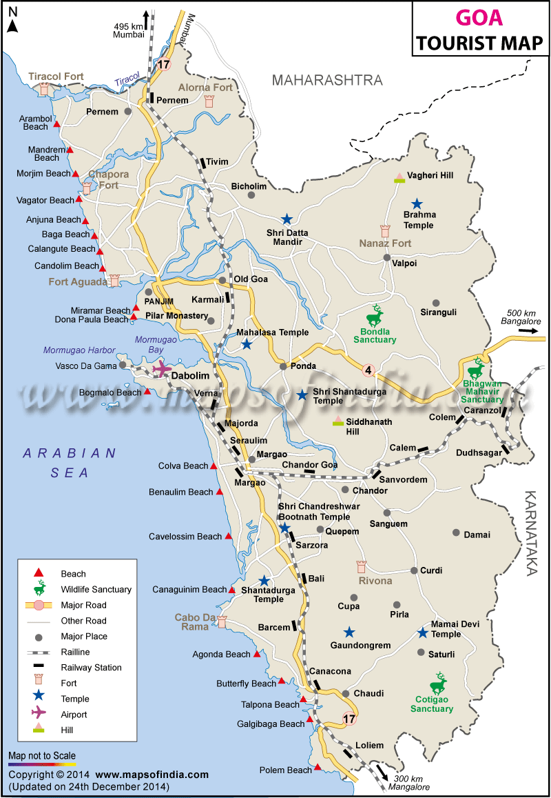 tourist map of south goa
